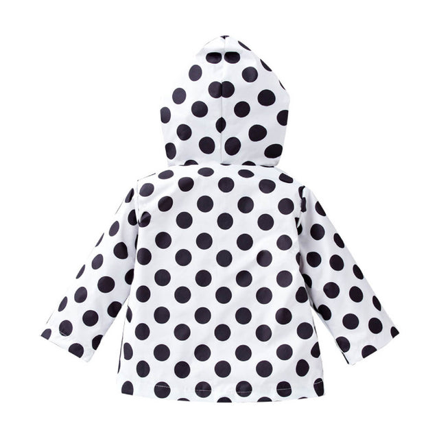 Girl's polkadot cherry raincoat back