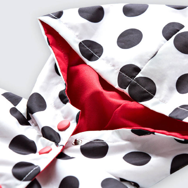Girl's polkadot cherry raincoat hood
