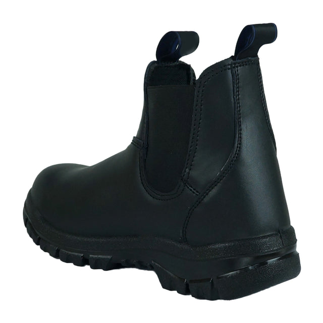 Classic pull on steel toe work boot black back
