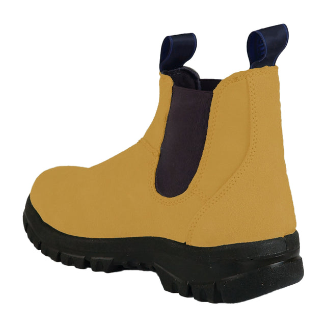 Classic pull on steel toe work boot suede back